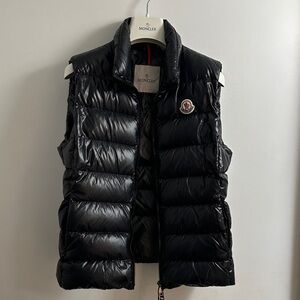 Moncler Shiny Black Quilted Vest